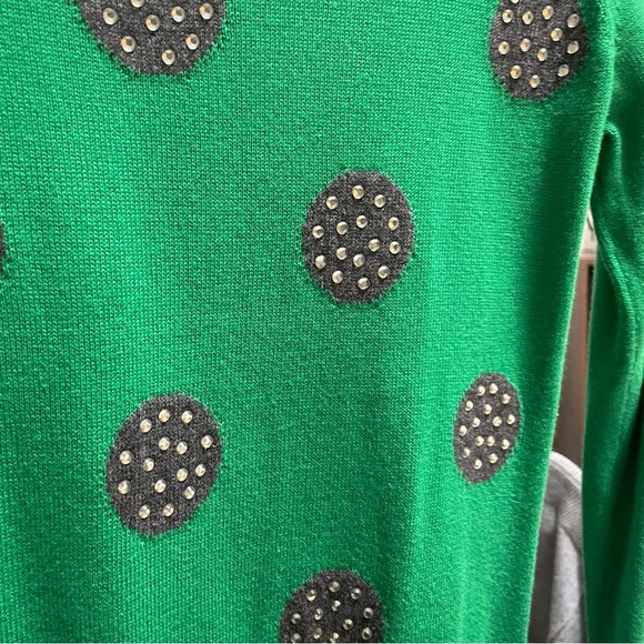 Banana Republic Women’s Small Green Sweater with Black Polka Dots Chic - Picture 4 of 5
